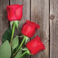 Servietten 33x33 cm - Red Roses on Wood