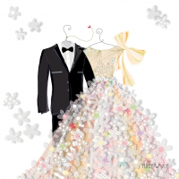 Servietten 33x33 cm - Bride & Groom