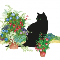 Servietten 33x33 cm - Black Cat Flower Pot