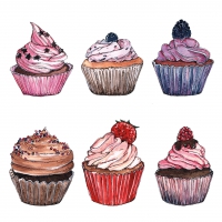 Servietten 33x33 cm - Cup Cakes