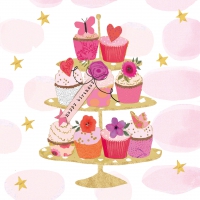 Servietten 33x33 cm - Happy Cupcakes 