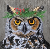 Servietten 33x33 cm - Winter Berry Owl