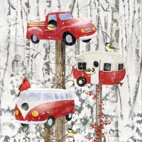Servietten 33x33 cm - Retro Birdhouses