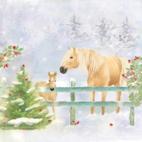 Servietten 33x33 cm - Christmas Horses Napkin 33x33