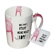 Porzellan-Tasse - Kopf Stehen