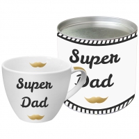 Porzellan-Tasse - Super Dad real gold