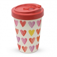 Bamboo mug To-Go - Aquarell Hearts gold