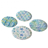 Bambus Teller - Bamboo Plates Aquarell Beach Set of 4