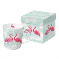 Porzellan-Henkelbecher - Flamingo Fantasy