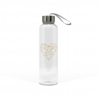 Glasflasche - Geometric Heart real gold