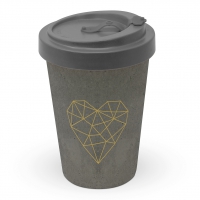 Bamboo mug To-Go - Geometric Heart cement