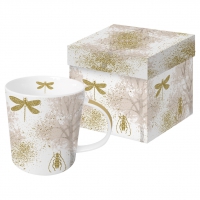 Porzellan-Henkelbecher - Forest Fantasy real gold