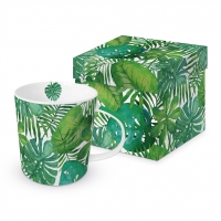 Porzellan-Henkelbecher - Feuilles Tropicales