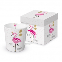 Porzellan-Henkelbecher - Pretty Flamingo
