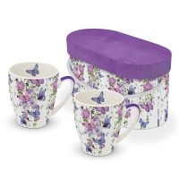 Porzellan-Henkelbecher - Butterfly Splash