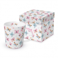 Porzellan-Henkelbecher - Pastel Butterflies