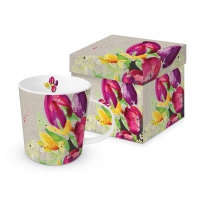 Porzellan-Henkelbecher - Pretty Tulips