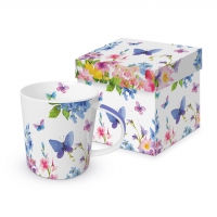 Porzellan-Henkelbecher - Blue Spring