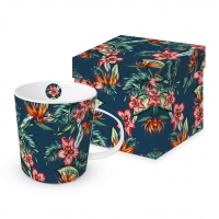 Porzellan-Henkelbecher - Tropical Flowers