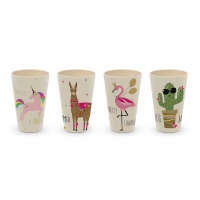 Bambus Becher - Bamboo Tumbler Pink Unicorn & Friends Set of 4