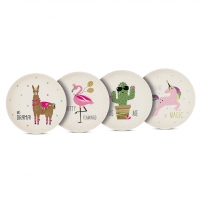 Bambus Teller - Bamboo Plates Pink Unicorn & Friends Set of 4