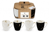 Porzellan-Henkelbecher - Mugs Moonlight & Shooting Star Set of 4 real gold