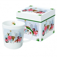 Porzellan-Henkelbecher - Winter Gathering