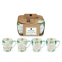 Porzellan-Henkelbecher - Jungle Set of 4 CB real gold