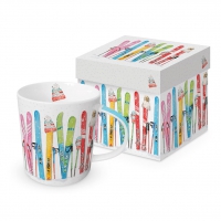 Porzellan-Henkelbecher - Skiing