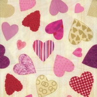 20 Servietten 33x33 cm - Colourful Hearts 