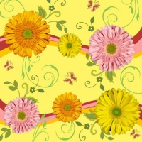 20 Servietten 33x33 cm - Gerbera Wave 