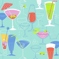 20 Servietten 33x33 cm - Cocktail Time 
