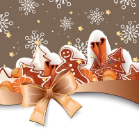 20 Servietten 33x33 cm - Gingerbread and Ribbon 