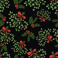 20 Servietten 33x33 cm - Holly and Mistletoe schwarz