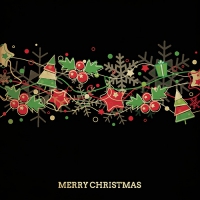 20 Servietten 33x33 cm - Garland Red and Green schwarz