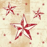50 Servietten 25x25 cm - Star Shine creme/rot