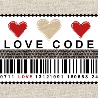 20 Servietten 33x33 cm - Love Code 