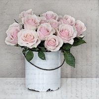 Servietten 33x33 cm - BUCKET WITH ROSES