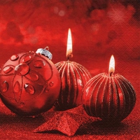 Servietten 24x24 cm - Glittering Red Candles