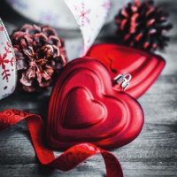 Servietten 33x33 cm - Heart Baubles