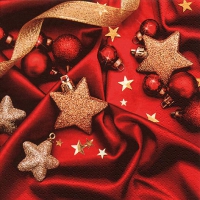 Servietten 33x33 cm - Baubles on Red Silk