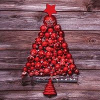 Servietten 33x33 cm - Red Christmas Tree