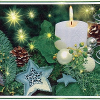 Servietten 33x33 cm - White Candle & Stars