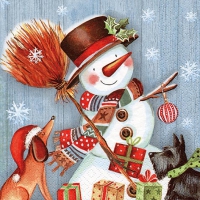 Servietten 33x33 cm - Snowman with Broomstick
