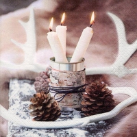 Servietten 33x33 cm - White Candles in Tin Can