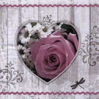 Servietten 33x33 cm - Coeur Rose Rustique vintage