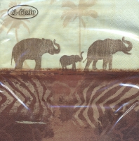 Servietten 33x33 cm - Elephants in Morning Mist