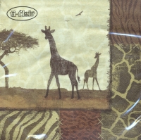 Servietten 33x33 cm - Giraffe Collage