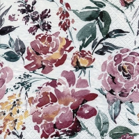 Servietten 33x33 cm - Fleurs Lumineuses burgundy