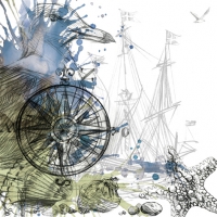 Servietten 33x33 cm - Vintage Marine Collage